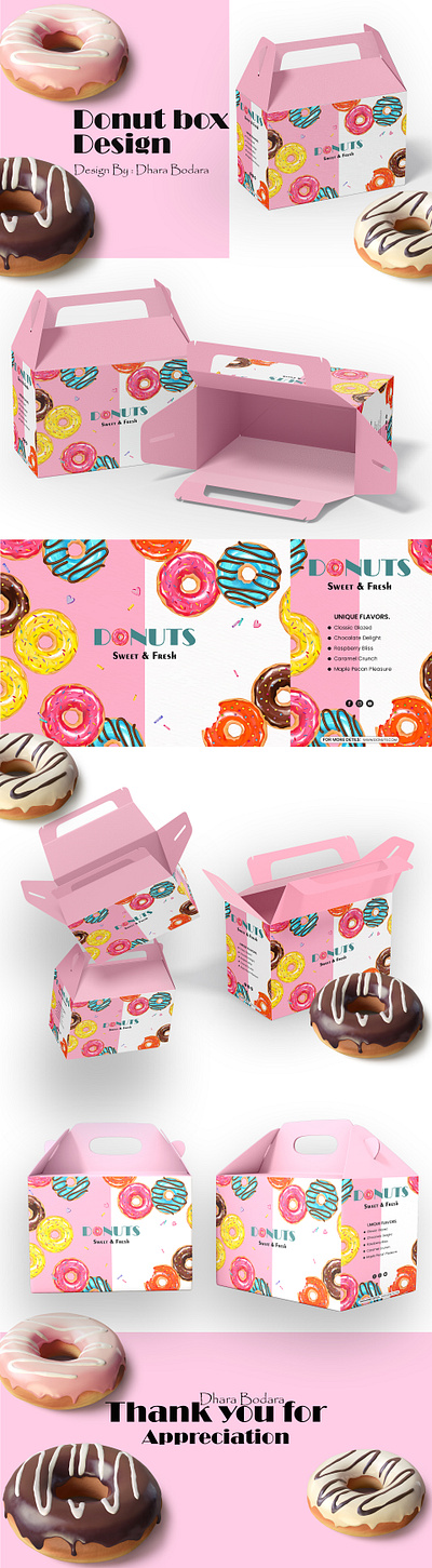 Donut Box Packaging design branding design dhara bodara donut box graphi design graphic design packaging packaging design packaging portfolio packging design photoshop portfolio post