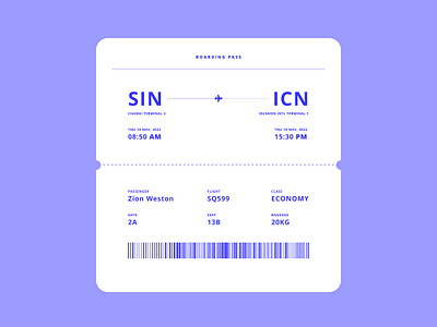 Daily UI :: 024 - Boarding Pass app boarding boarding pass boardingpass branding daily ui daily ui 24 dailyui dailyui 024 dailyui 025 dailyui 24 dailyui024 dailyui24 design minimal pass ui ux web