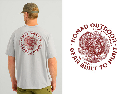 Nomad Outdoor: Tee Illustration animals apparel art branding clothing brand design graphic design handdrawn hunt hunting illustration logo merch merchandise outdoor t shirt tee turkey vintage wild turkey