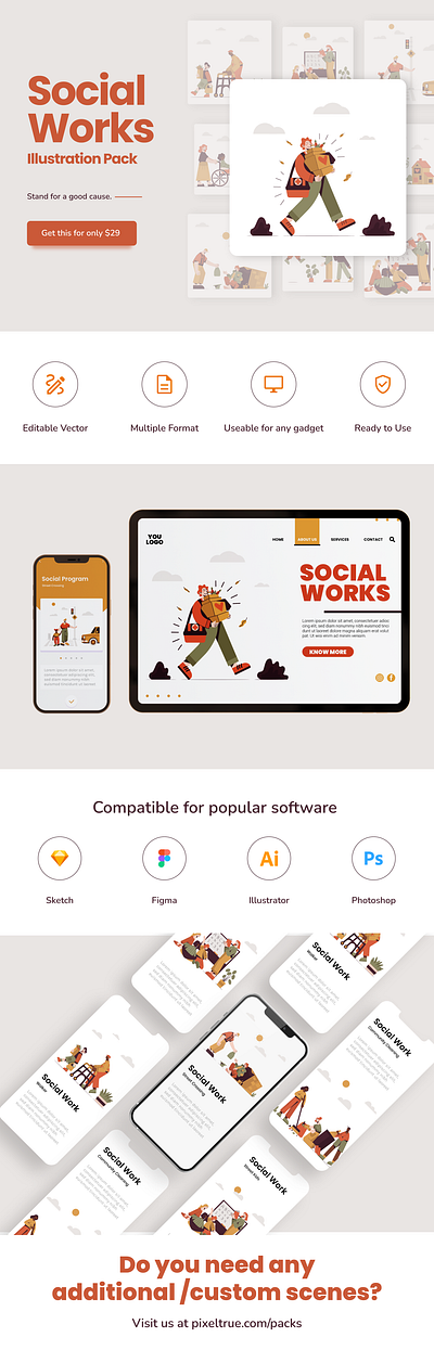 Social Work Illustration Pack by Pixel True character graphics illustration vector vector illustration