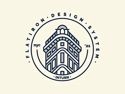 Flatiron Design System Badge 2021 badge bricks brooklyn ny building circle components crest design system district dots flatiron graphic design illustration inturn line nyc shading typography windows