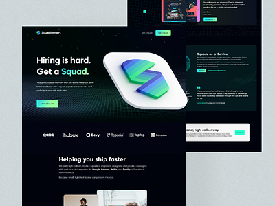 Squadformers Website 3d branding clean design futuristic hire logo squad team ui website