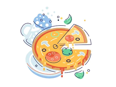 Pizza icon illustration art bon appetit cartoon cheese delicious design fast food flat food fresh graphic design hungry illustration junk food logo margarita pizza restaurant tasty vector