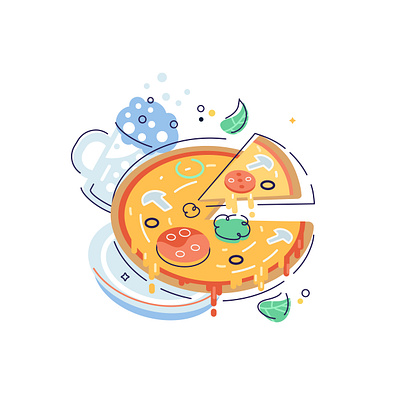 Pizza icon illustration art bon appetit cartoon cheese delicious design fast food flat food fresh graphic design hungry illustration junk food logo margarita pizza restaurant tasty vector