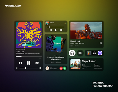 Artist Grid : Major Lazer card design grid design interface music ui