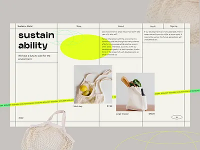Sustain World E-commerce 3d animation bags branding color design earth illustration logo motion graphics planet reusable shop sustain sustainability ui ux vector web world