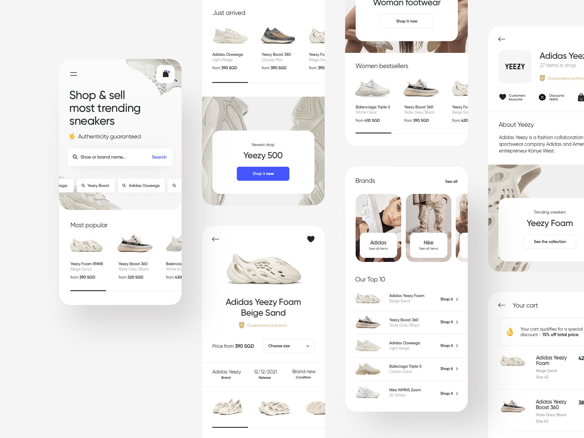Example of Premium Sneakers shop e-commerce 2022 redesign