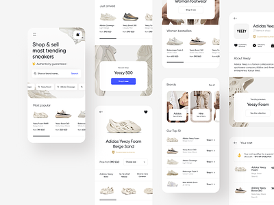 Premium Sneakers shop e-commerce 2022 redesign app brand cart checkout clean clothes ecommerce fashion interface minimal modern online product shoes shop shopping sneakers ui ux web