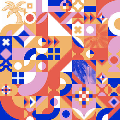 Pattern for fun blue colorful design geometric grid illustration orange pattern pink shapes texture vector