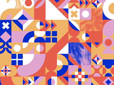 Pattern for fun blue colorful design geometric grid illustration orange pattern pink shapes texture vector