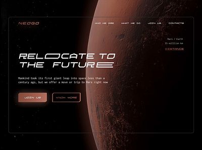 Relocate To Mars - Space Travel Concept animated website animation design dribble best shot elon mask futurism mars modern ui modern website night sky planet space spacex typography ui ui ux ux web design web interface website