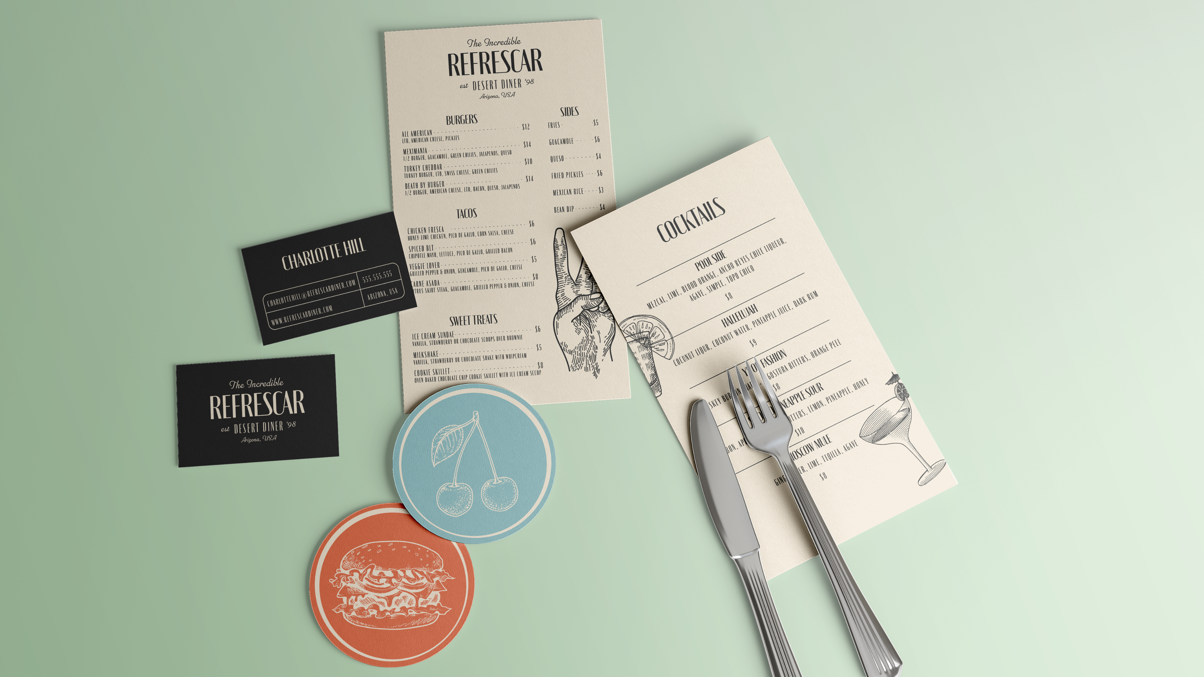 Refrescar Desert Diner - Brand Identity By Katie Daemicke On Dribbble