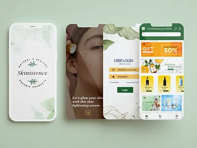 SkinIsSence - Skin Care Application UI Mockup 3d animation branding design graphic design graphic designer illustration logo motion graphics typography ui ux vector