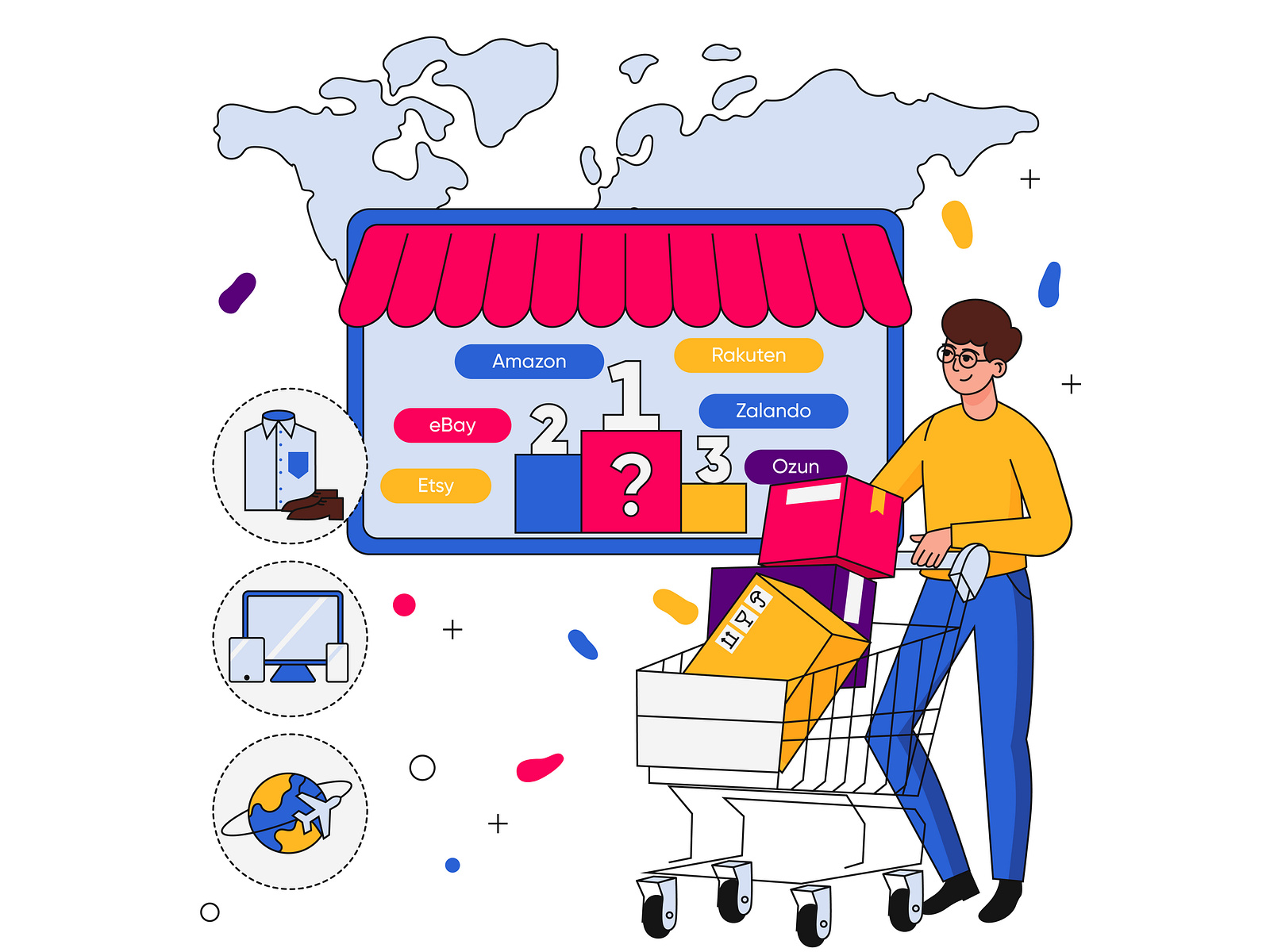 Online marketplaces Illustration. Digital Art. Online Shopping by Tatti