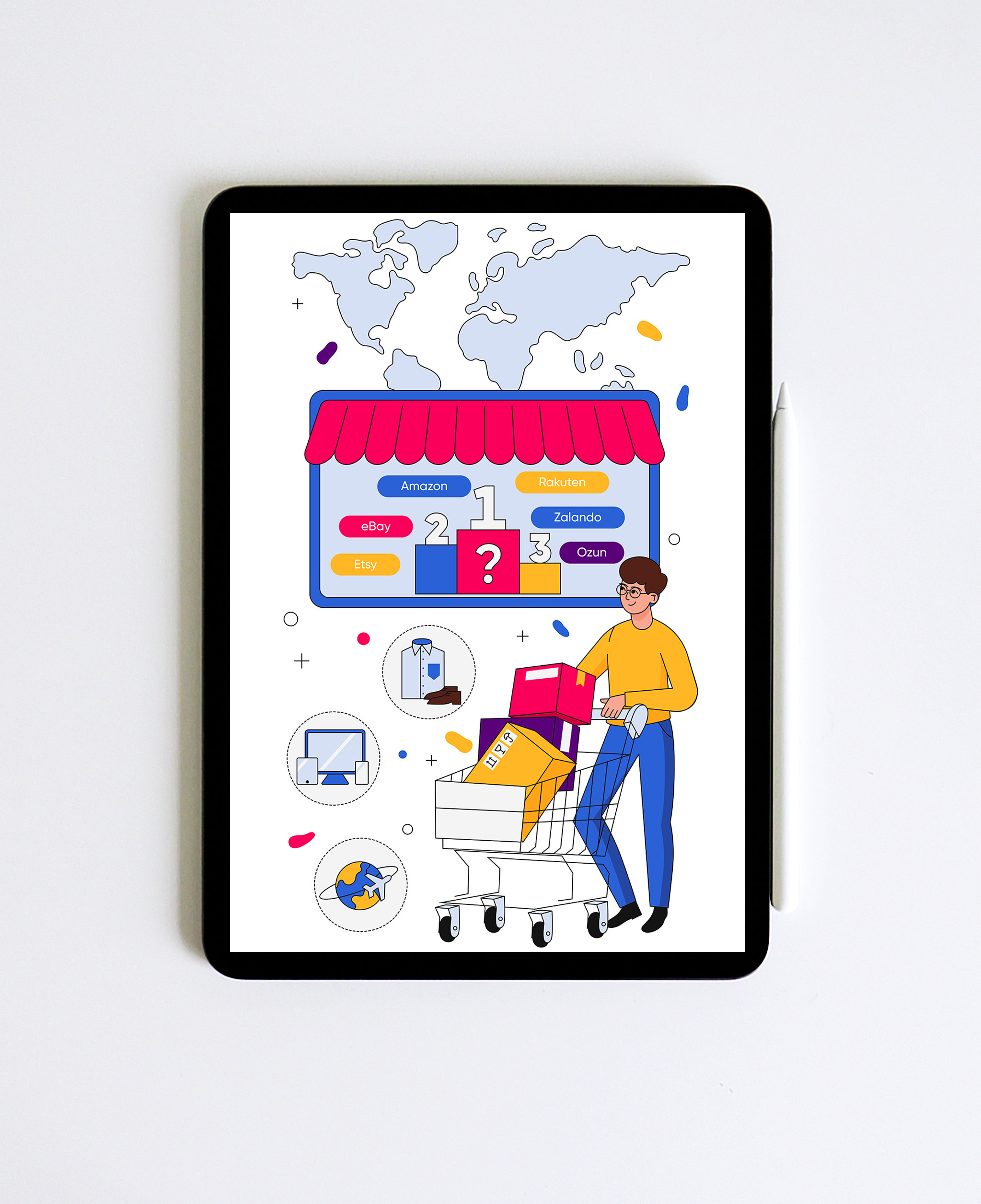 Online marketplaces Illustration. Digital Art. Online Shopping by Tatti