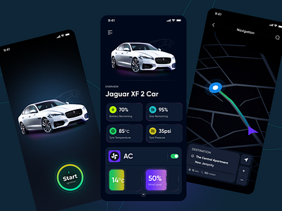 Car Monitoring App app auto automobile automotive car carapp cars charging darkapp driving electric vehicle mobile mobile app navigation remote ride sportcar truck ui vehicle