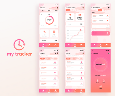 My tracker (time tracking mobile app) design mobile app tasks time tracking trackingapp ui ux