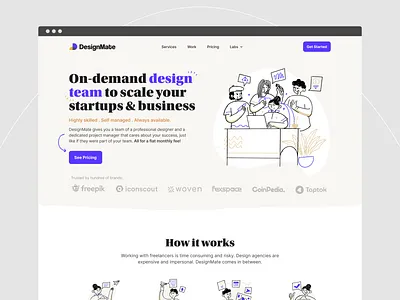 DesignMate - Live Website agency color design design service graphic design homepage icon identity illustration landingpage saas ui uidesign uiux web web design web page webpage website design