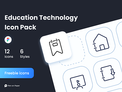 Educational Technology Icon Pack 3d animation app branding design figmaicon figmaicons freebies graphic design icon iconpack iconset illustration logo motion graphics penonpaper ui ui design ui ux uidesign