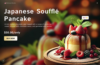 Indulgence in Motion: A Gourmet Dessert Experience 3d animation animation deserts website figma graphics motion product design ui design uiux user experience web desdign