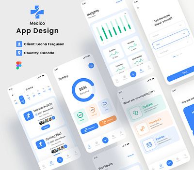 Medico - Medical App Design 2022 app design clean creative ui design design doctor app dribbble best shot health app medical app online app treandy design trendy design ui ui design uiux design ux ux design web design