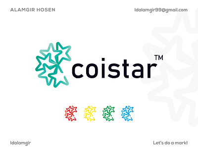 coistar Logo Design 5star abstract blockchain branding communication logo crypto cryptocurrency fintech gradient identity ldalamgir logo logo design logo type mark modern logo soft color star tech visual identity design