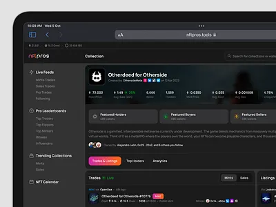 NFT Collection analytics collection crypto dark nft tool