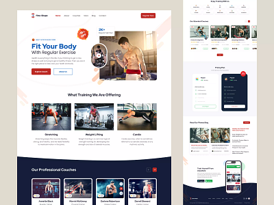 Fitness Website - Landing Page body transformation clean crossfit exercise fitness coach fitness model fitness website gym health landing page life style nutrition personal fitness trainer sports training ui uxdesign weight loss workout yoga