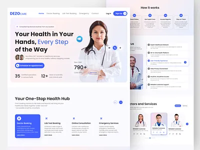 DEZOCARE – Modern Healthcare Booking Website UI clean dental design digital healthcare doctor hero section section service shahriar website