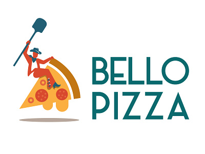 Bello Pizza (Cowboy) branding cowboy logo pepperoni pizza pizza peel rodeo slice