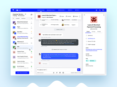 Textline | Business Texting SaaS application blue chat messaging product design texting textline ui