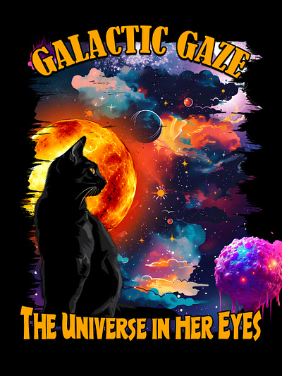 Galactic Gaze abstractart blackcatmagic branding cosmicart cosmicjourney design digitalart galacticgaze graphic design illustration spacevibes tshirtdesign typography universeinhereyes vector