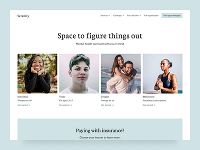 Serenity - Mental Healthcare Landing Page branding design healthcare home page landing page mental health ui ui design ux ux design web design