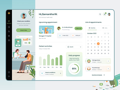Mental Health Dashboard Design activity application appointment calendar chart dashboard desktop doctor health icon illustrations mental menu orely patient people profile schedule statistic website