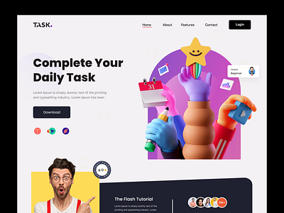 Daily Task Landing Page Design daily task landing page organizer productivity project manager project task saas landing page task management web app web ui website ux