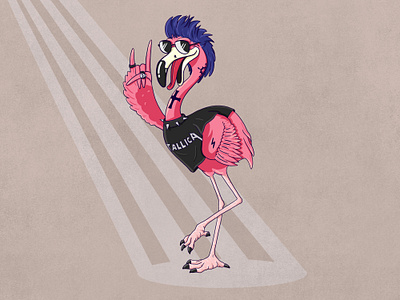 Metalhead Flamingo character design cool design digital art digital painting drawing fan flamingo graphic design grunge illustration illustrations illustrator metal metalhead metallica rock rockstar singer vintage