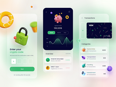 Fintech App Design 3d app banking banksterka crypto finance money