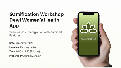 Gamification Workshop: Dewi Women’s Health App planning product design ui ux workshop