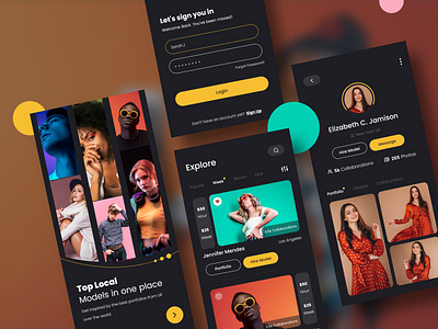 Fashion Model Hiring App Design agency app app concept app designer app development appdesign clean ui concept dark design dribbble fashion fashion model illustration model modelling agency models ui uiuxdesign ux