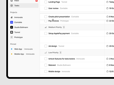 Tasks app calendar desktop minimal overview product product design saas tasks ui ux