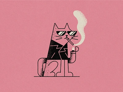 Vectober // Tail cat cigarette cool flat geometric illustration inktober line art smoking texture vectober