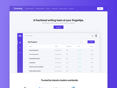 Compose.ly Homepage clean design digital flat homepage minimal minimalist purple roobert saas simple startup tech ui web