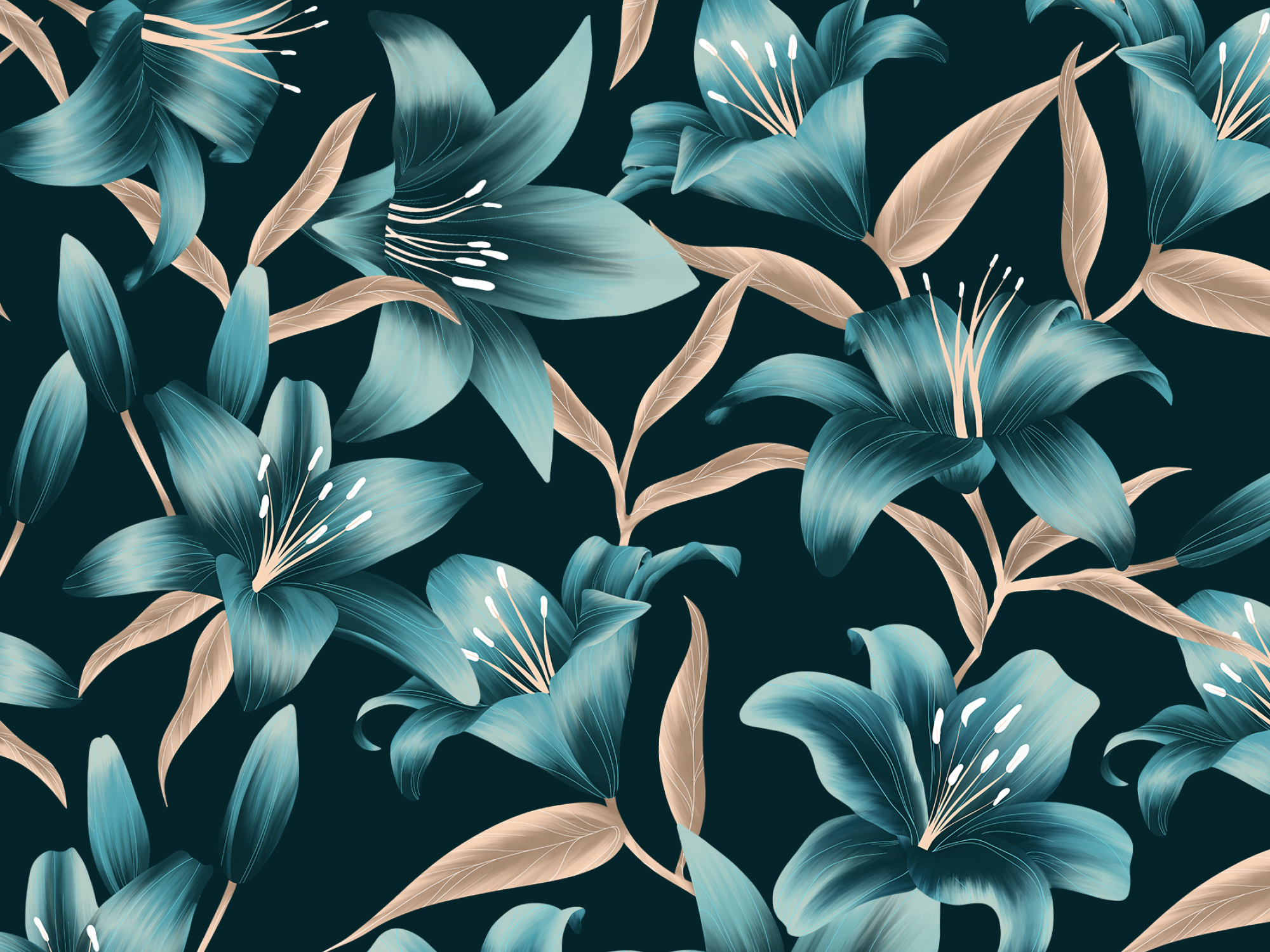 Lily Floral Pattern Illustration by Lisa Jacobs Design on Dribbble