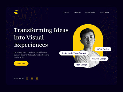 Portfolio - Hero Image Landing Page Portfolio branding dark mode design illustration instagram post instagram template landing page portfolio social media banner social media post social media template ui