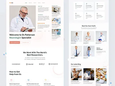 Doctor Portfolio Landing Page animation branding clean design doctor graphic design homepage homepage design hospital hospital landing page landing page landing page design medical medical landing page miinmal motion graphics ui ux website website design