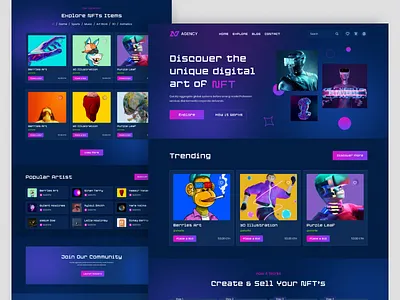 NFT Marketplace Website blockchain crypto currency dark mode metaverse nft app design nft marketplace nft token nft ui nft ux nft website web 3.0 website design