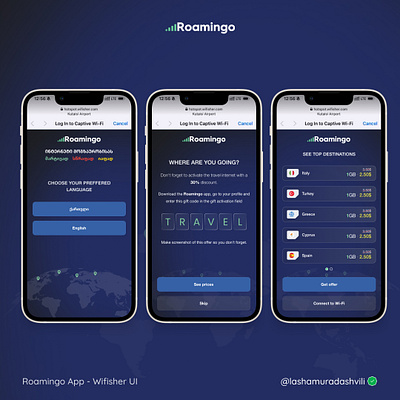 Roamingo App airport appdesign branding design hotspot identity ui uiux usercentered ux wifisher