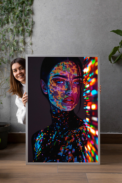 Pixel Deity | Acrylic Glass Painting art design digital art glitchglam graphic design illustration paintings print