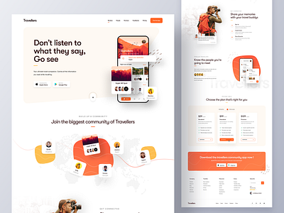 Landing Page Design for Community App community graphic design homepage landing page mockup nature photography travel travel agency travel blog travel guide travel packages travel website traveling trip planner website website design