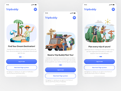 TripBuddy - Travel Mobile App android app design design design ui illustration ios mobile design on boarding on boarding design tourism tourism app ui ui design ui ux design ux design